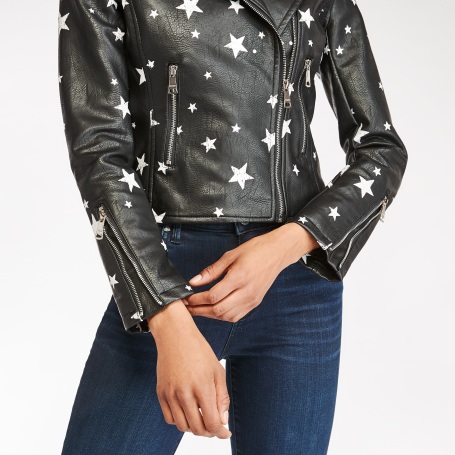 star faux leather jacket