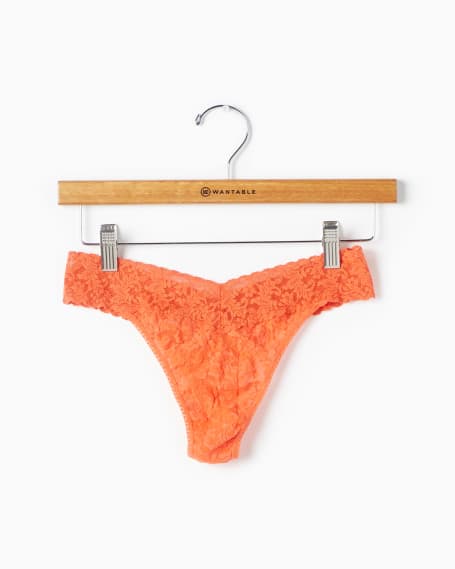 Signature Lace Org Rise Thong in Orange Sparkle