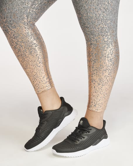 Alloy Ombre High Waisted Midi Legging in Black White Rose Gold Speckle
