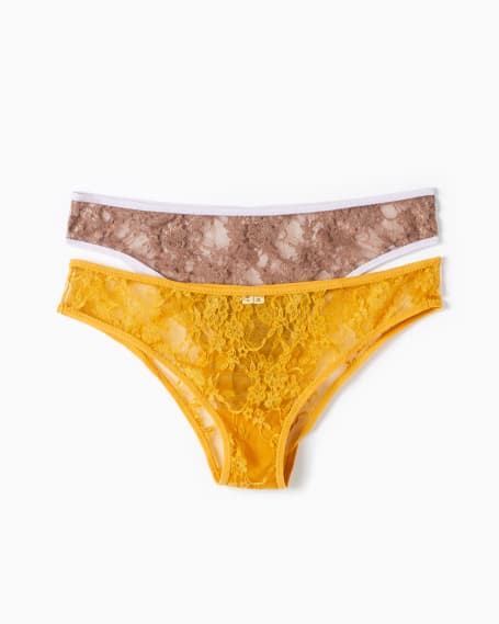 Lace Cheeky Underwear 2PK Set in Honey&TaupeLavender