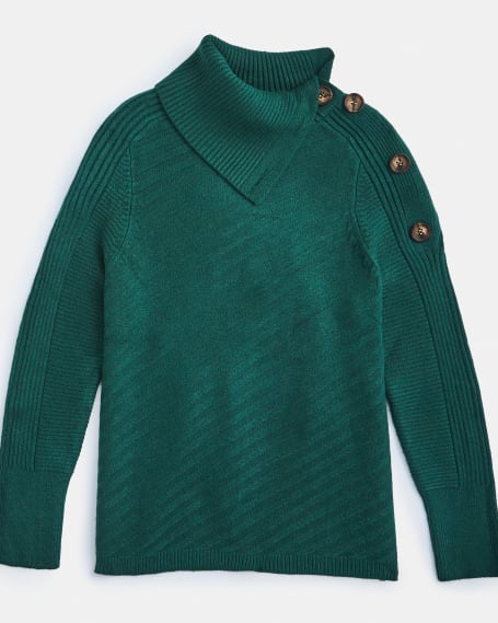 Soft Surroundings Color Block Solid Green Pullover Sweater Size XL (Petite)  - 65% off
