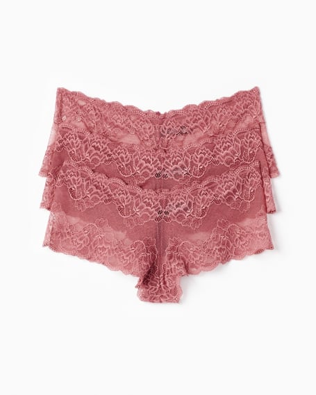 3 PK Lace Cheeky Panty in Mesa Rose