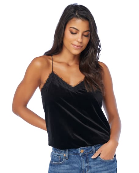 Lace Detail Velvet Cami Black – Mapel Boutique