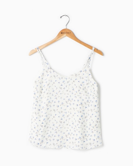 BLISS PADDED FLORAL CAMI TOP (WHITE WITH BLUE FLORALS)