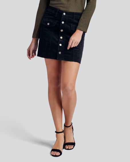 button skirt black