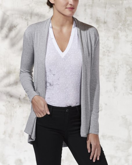 Open Front Cardigan in Light Heather Grey | Wantable