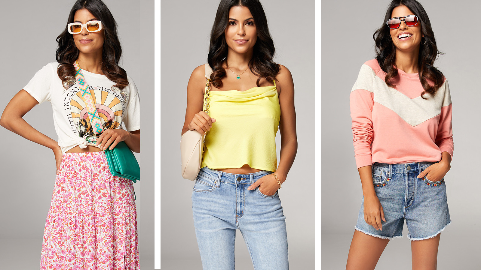 Wantable spring prevew style edit with bright florals ,pastels, crochet, and embroidered pieces.