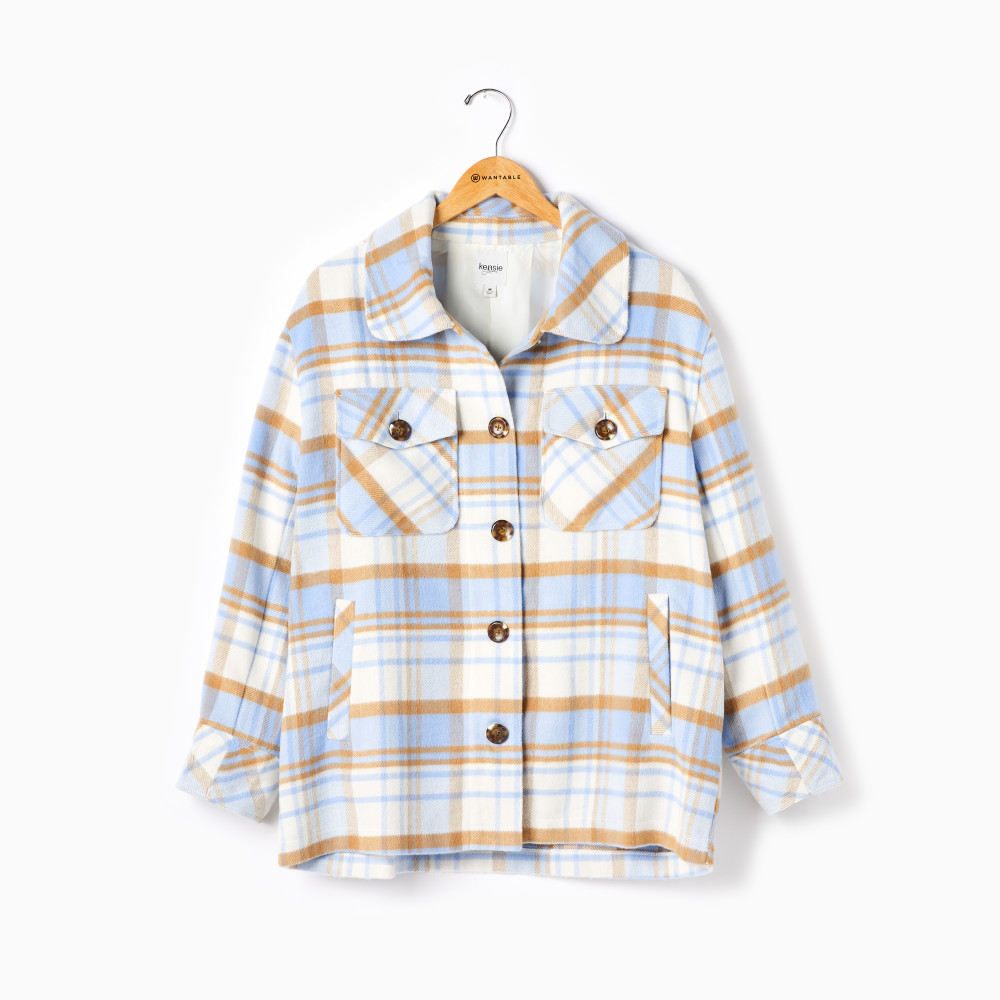 Plaid Shacket in Sky Combo | Wantable