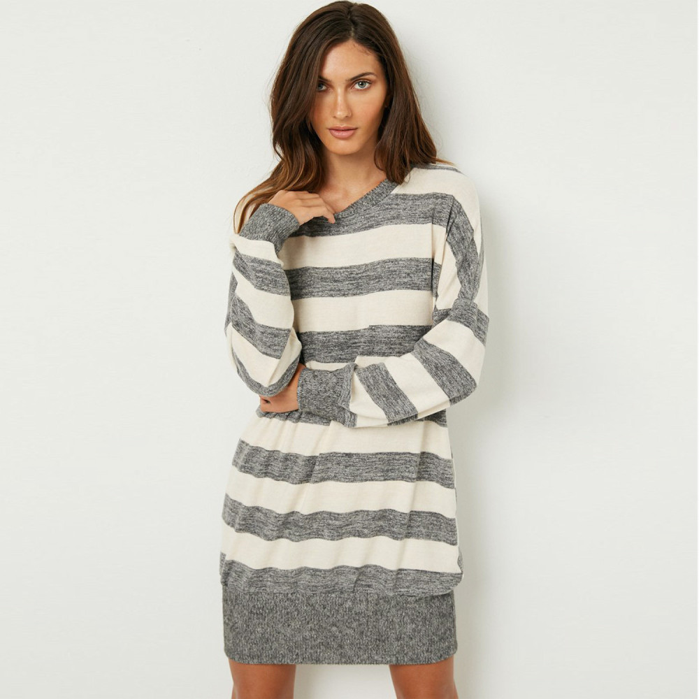 Soft Knit Mini Dress in Taupe/Grey 