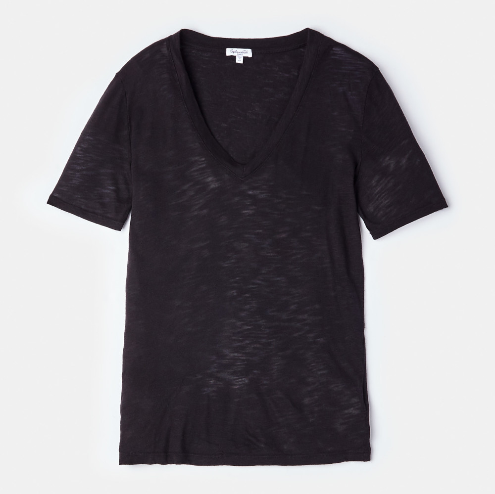Slub V-Neck Tee in Black | Wantable