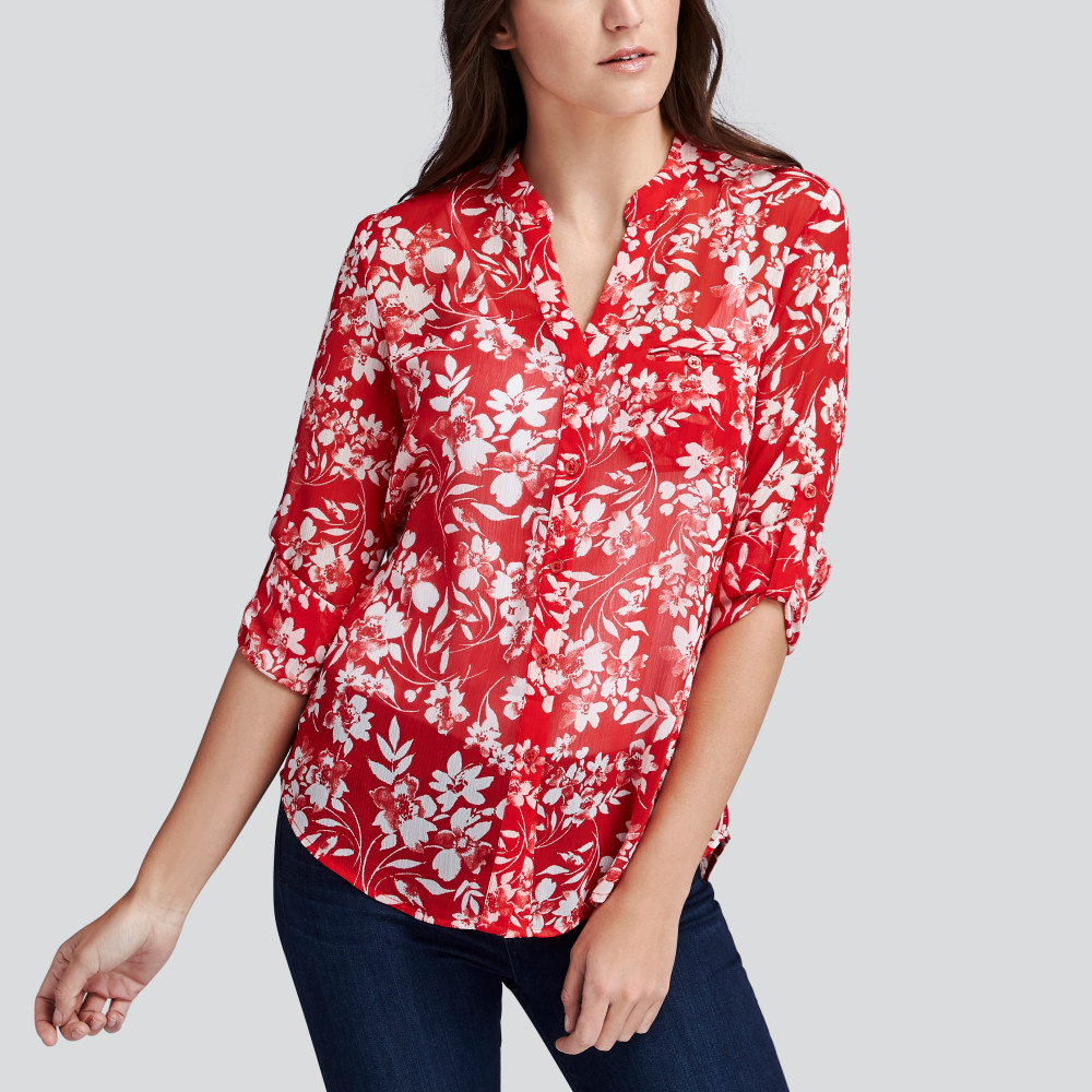 Jasmine Printed Blouse in Red/White | Wantable