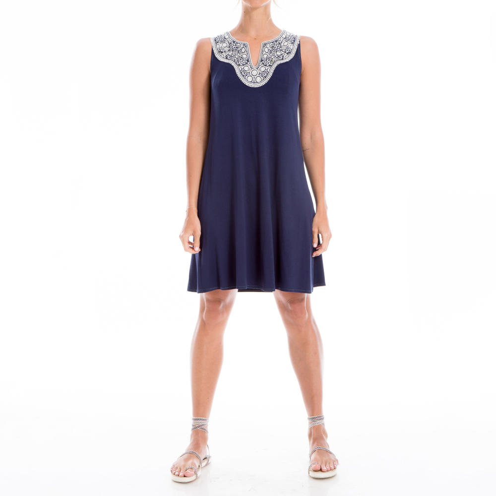 Embroidered Tank Dress in Navy | Wantable