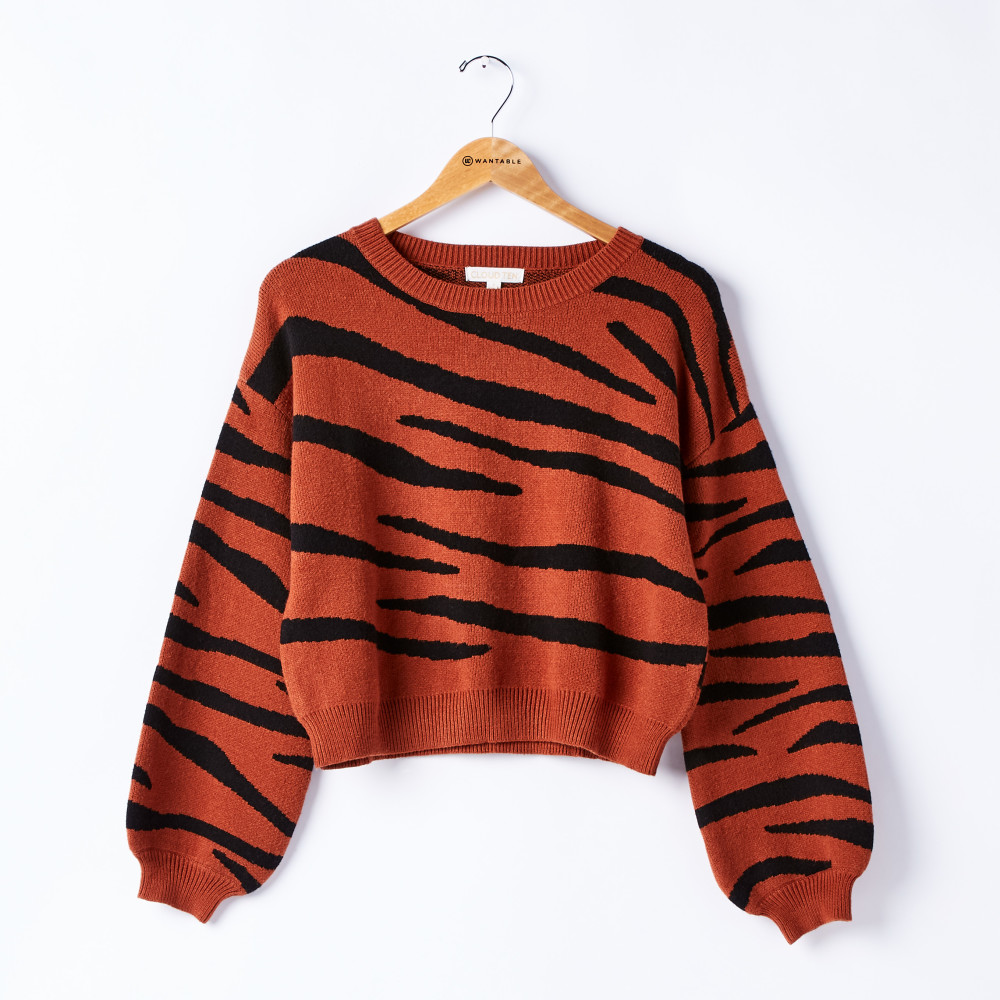 Animal Print Crewneck Sweater in Brown | Wantable
