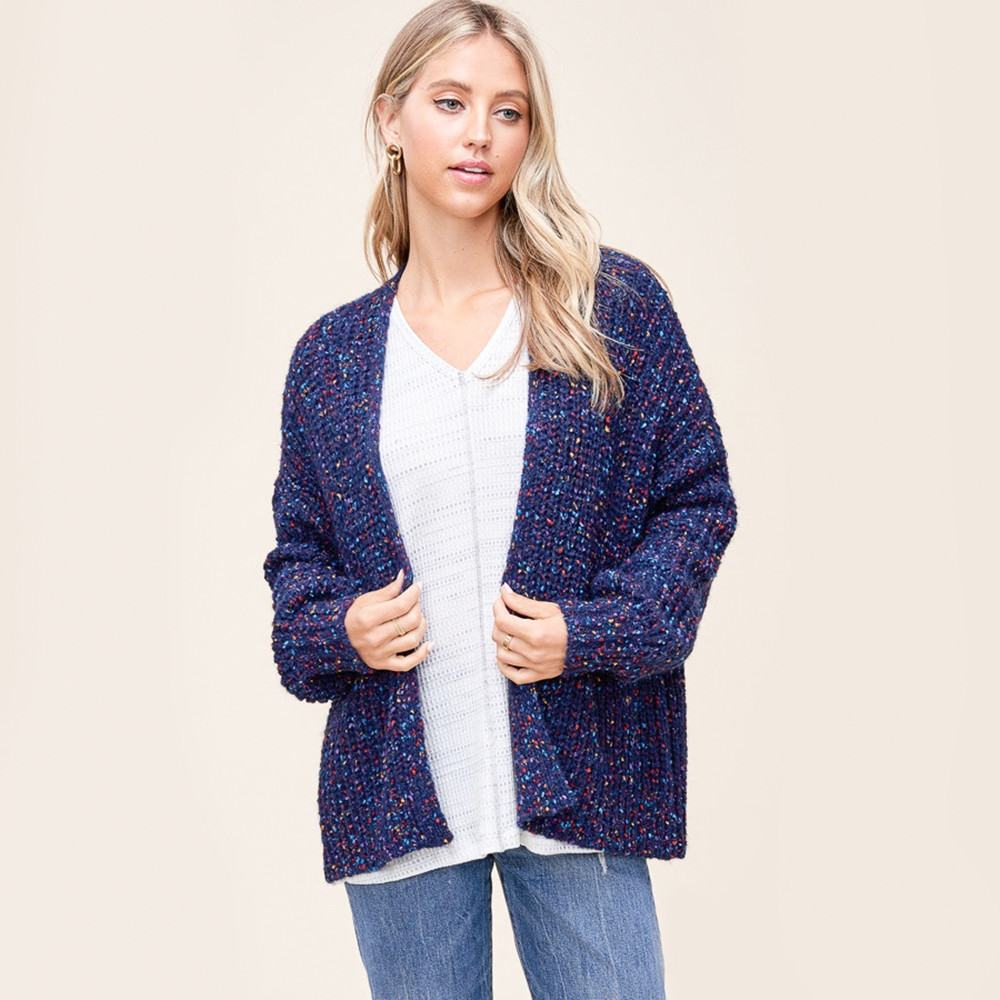 Open Front Heavy Weight Cardigan in Navy | Wantable