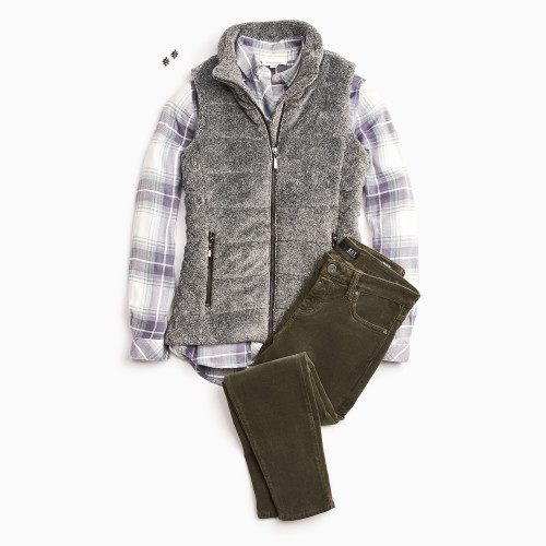plaid outfits: cozy vest